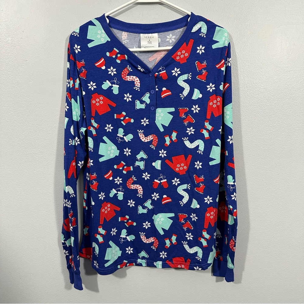 NWOT Serra Christmas Holiday Long Sleeve Pajama Shirt Size Large